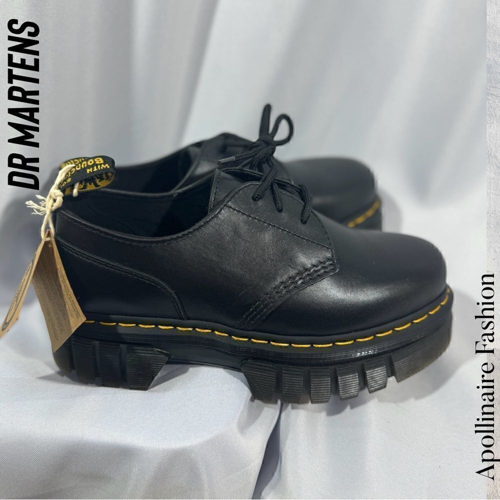 DR MARTENS AUDRICK NAPPA LEATHER PLATFORM SHOES IN BLACK 10 LADIES NWT